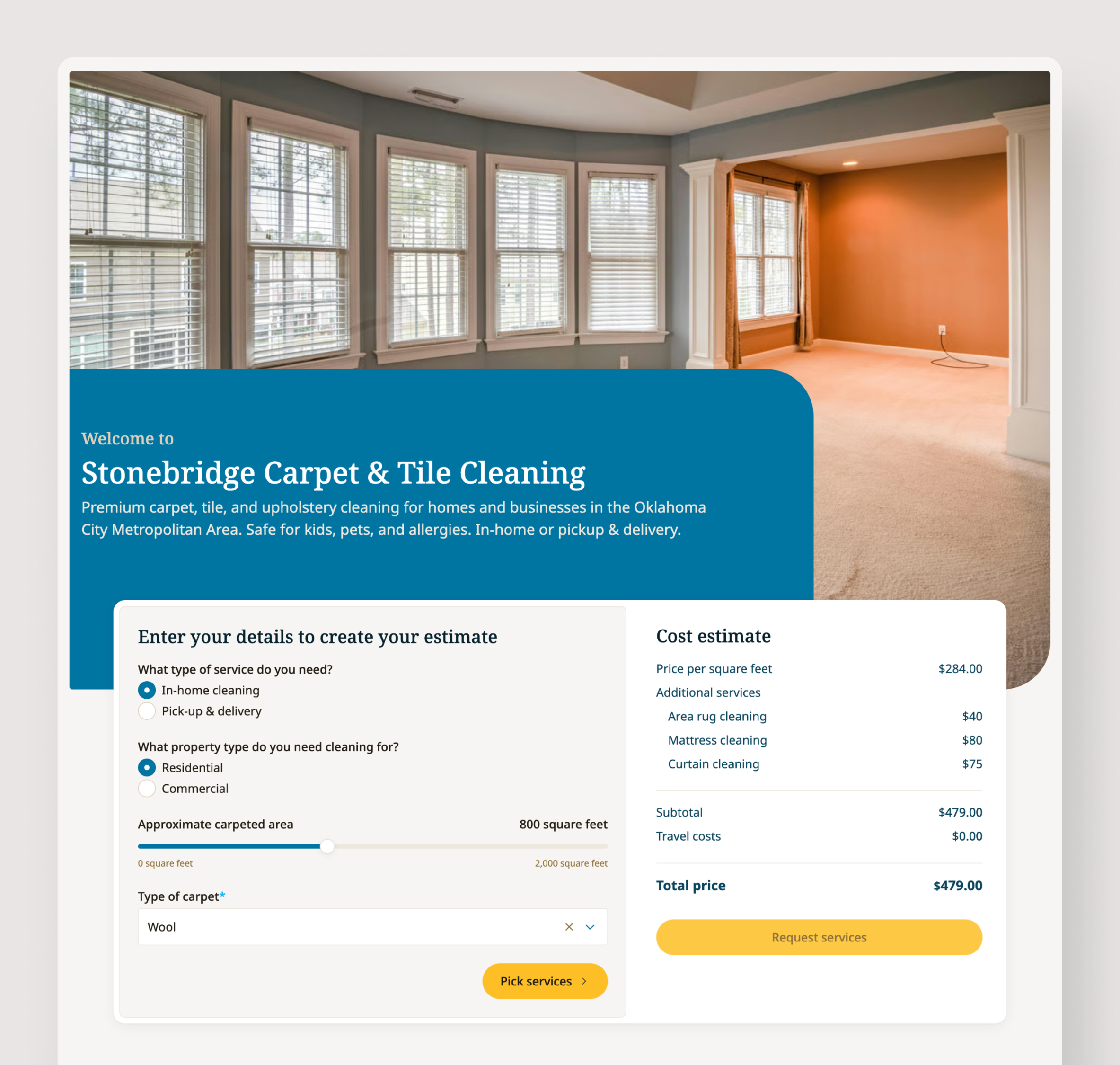 Carpet Cleaning Business Website preview screenshot